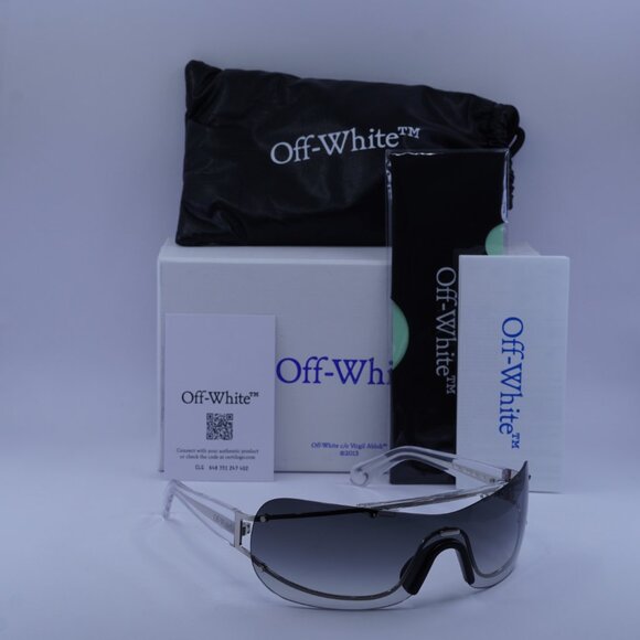 Off-White OERI103 BIG WHARF 7207 Shield Sunglasses – Silver/Grey main image 4
